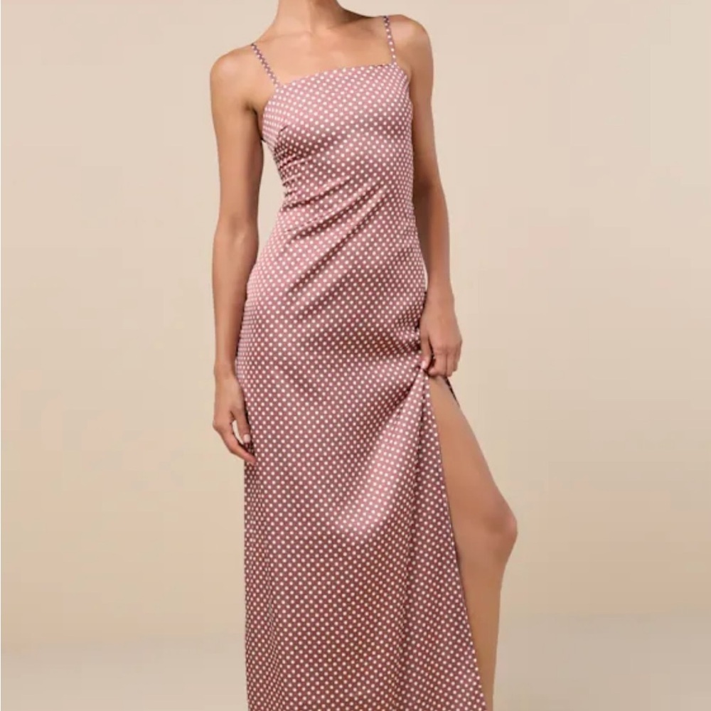 Lulu's brown Polka Dot Maxi Dress